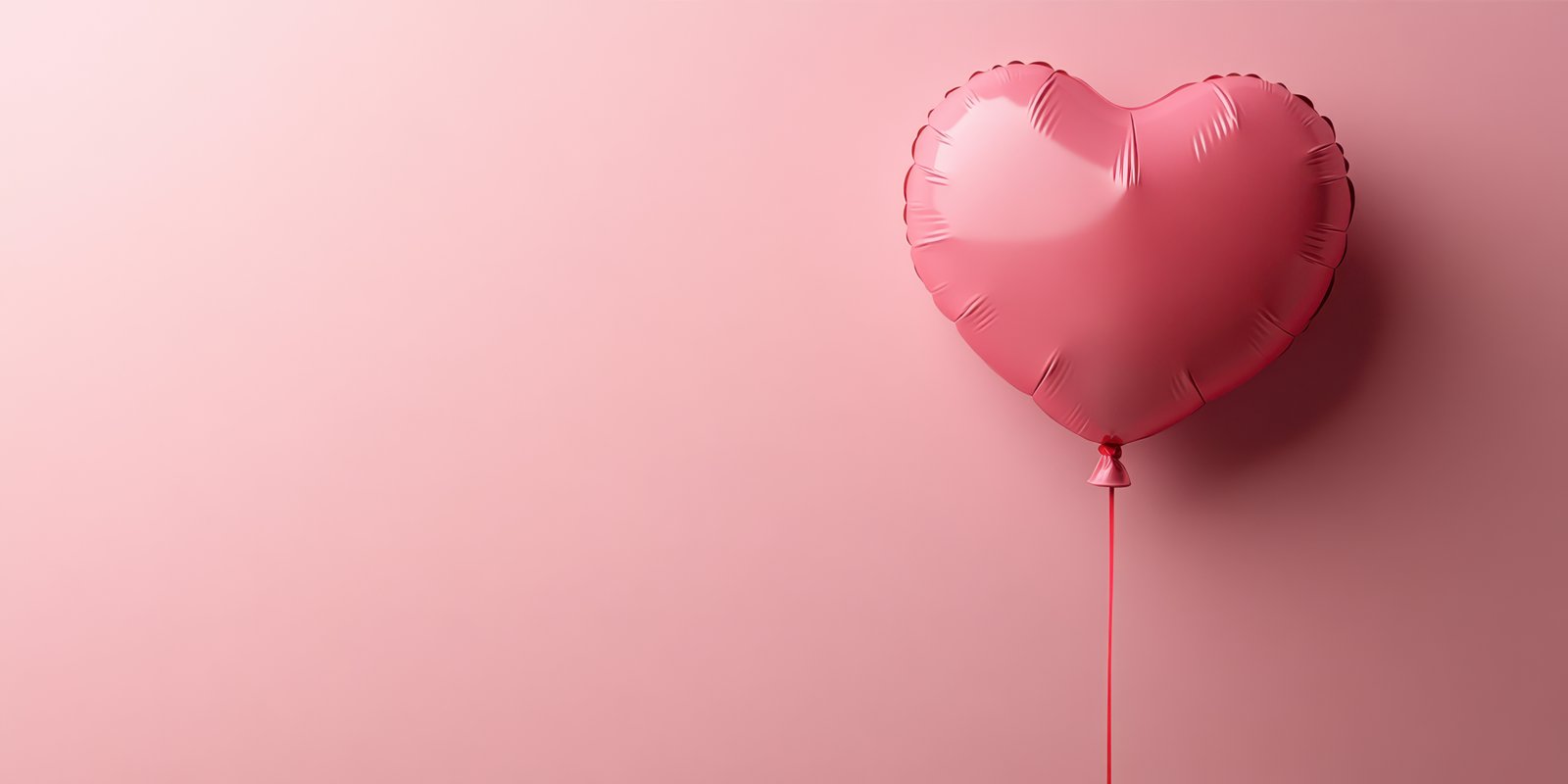 Heart-shaped balloon floats against a soft pink background, perfect for celebrations and romantic occasions